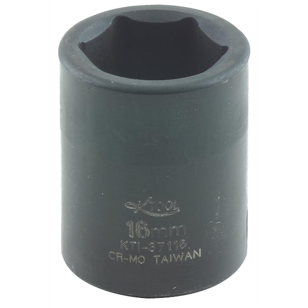 K-Tool International 3/8" Drive Impact Socket black oxide, Standard, 6 pt., 3/8"Dr, 16mm KTI-37116 - main